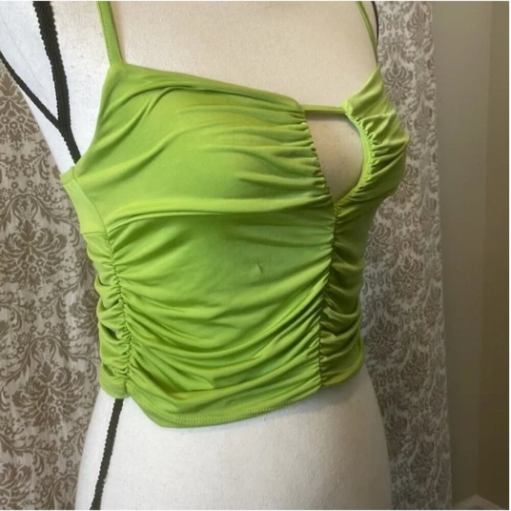 Urban outfitters lime green runched crop top